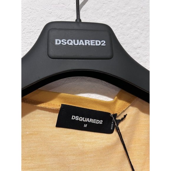 DSQUARED2 Mens DSQ2 Tank Top Shirt Yellow White Sz M Made in Italy NWTS71NC0212 - Picture 6 of 13